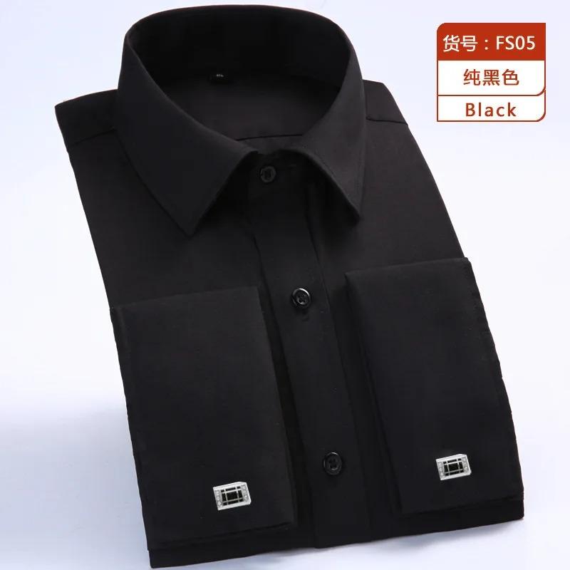 2026 New Men's Long Sleeve Shirt High Quality Tuxedo Standing Collar Wedding Dress Shirt Men's White French Cufflink Shirt