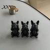 French Bulldog Desk Ornament 3D Printed Statues Set of 3, Matte Black Sculpture, Minimalist Bull Dog One-piece Molded Figure Figurines for Home