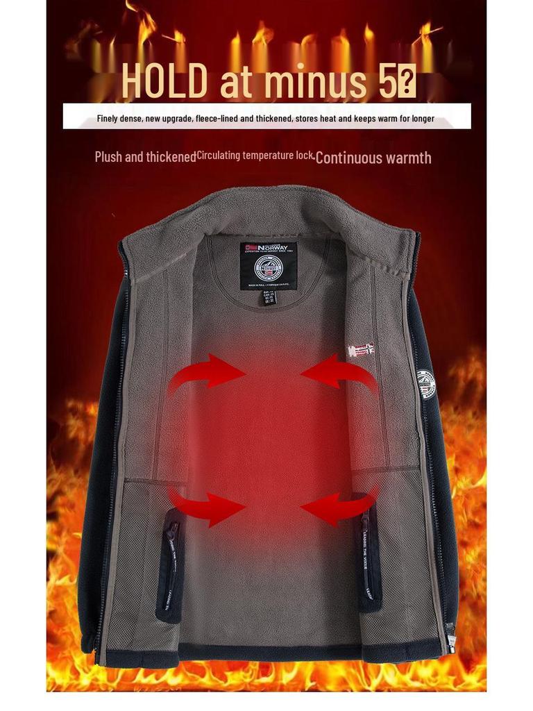 High-Quality Thickened Norwegian Stand Collar Embroidered Fleece Cotton Winter Jacket