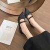 Fashion Bow Pointed Toe High Heels Women Spring and Summer New Stiletto Rhinestone Mary Jane Temperament Polka Dot Single Shoes