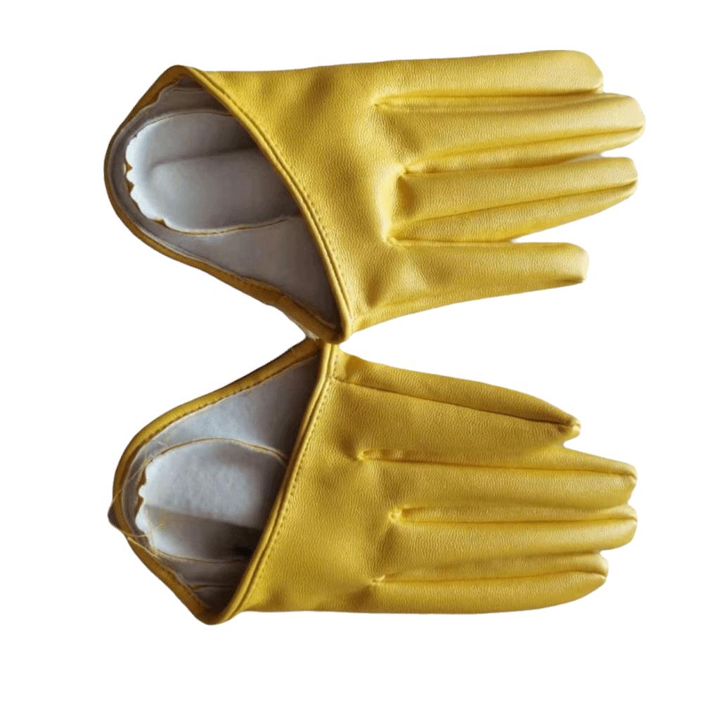 PU-Leder Halbfingerhandschuhe Fingerlose Lacklederhandschuhe Persönlichkeit Fünf-Finger-Fäustlinge Damen