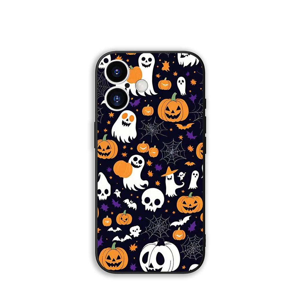 for Apple iPhone 16 15 14 Plus 13 12 Mini 17 Pro Max + ProMax 16E Air 15+ Cover Case Little Ghost With H-Halloweens Pumpkin