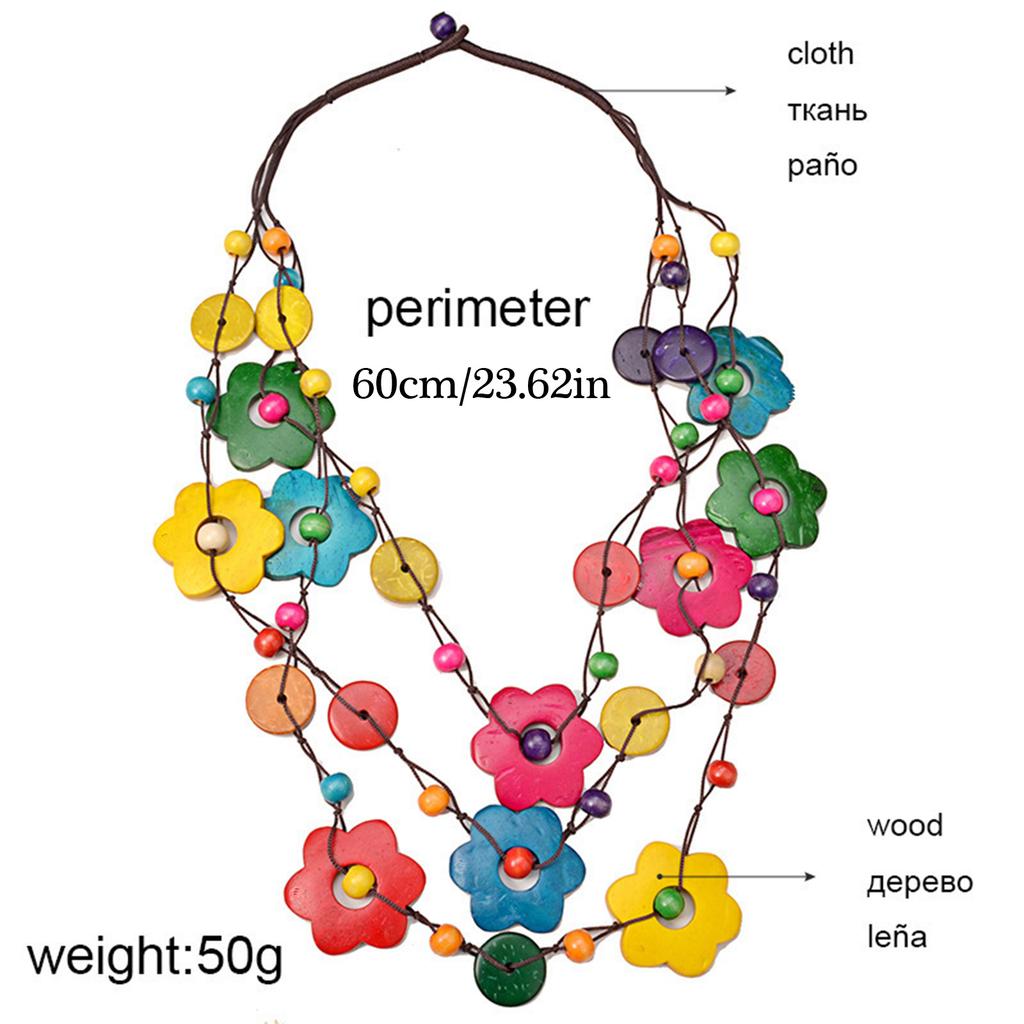 Multipurpose Ethnic Flower Pendant Necklaces for Women Multilayer Designs with Sturdy Coconut Shell Materials Daily Use