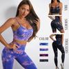 Conjunto de Yoga Tie-Dye de Cintura Alta: Pantalonesseamless de Melocotón para Levantar Glúteos y Chaleco Deportivo Jacquard