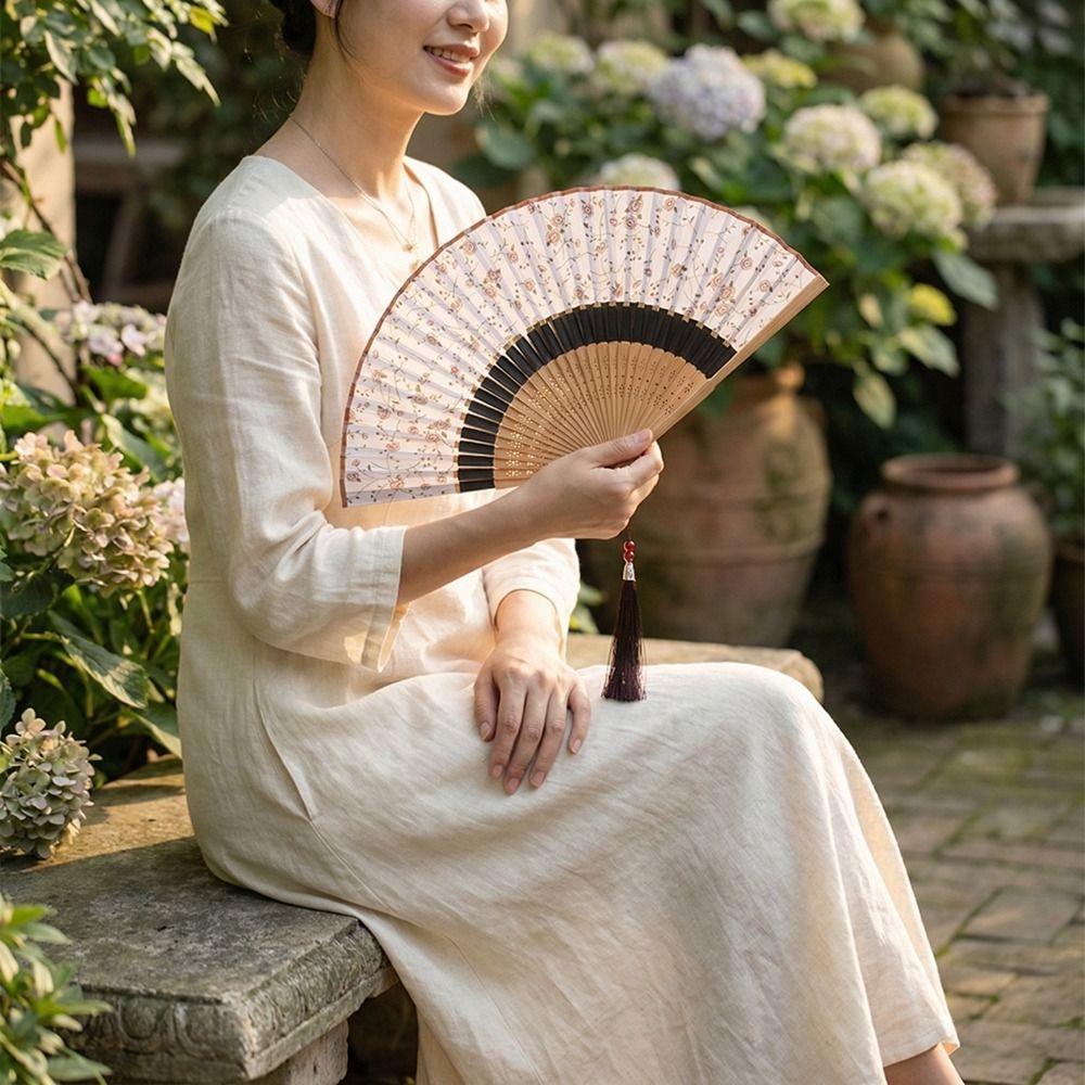 Portable Folding Fan Classical Dance Fan Creative Bamboo Fan  Women Use