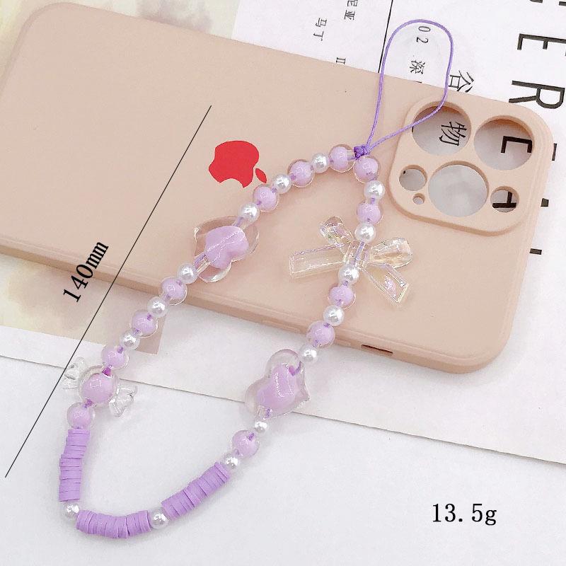 Pearl Bow Beaded Mobile Phone Lanyard Keychain Pendant Accessory