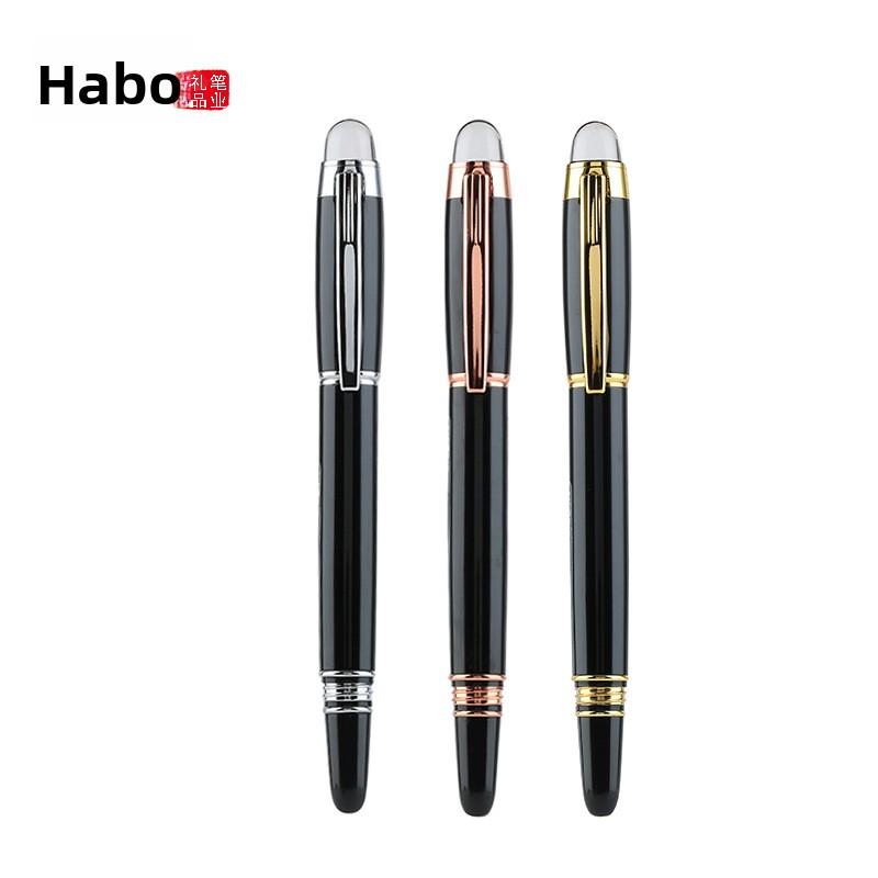 Insert Metal Signature Pen Business Gift Ballpoint Pen Rotating Pen Cap Crystal Head Top Black Ink Logo Printing