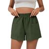 Women's Square Pocket Elastic Waist Drawstring Casual Cotton And Linen Shorts