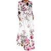 Plus Size Spring and Summer Women's Long Dress V-neck Long-sleeved Pockets Printed Loose Dresses