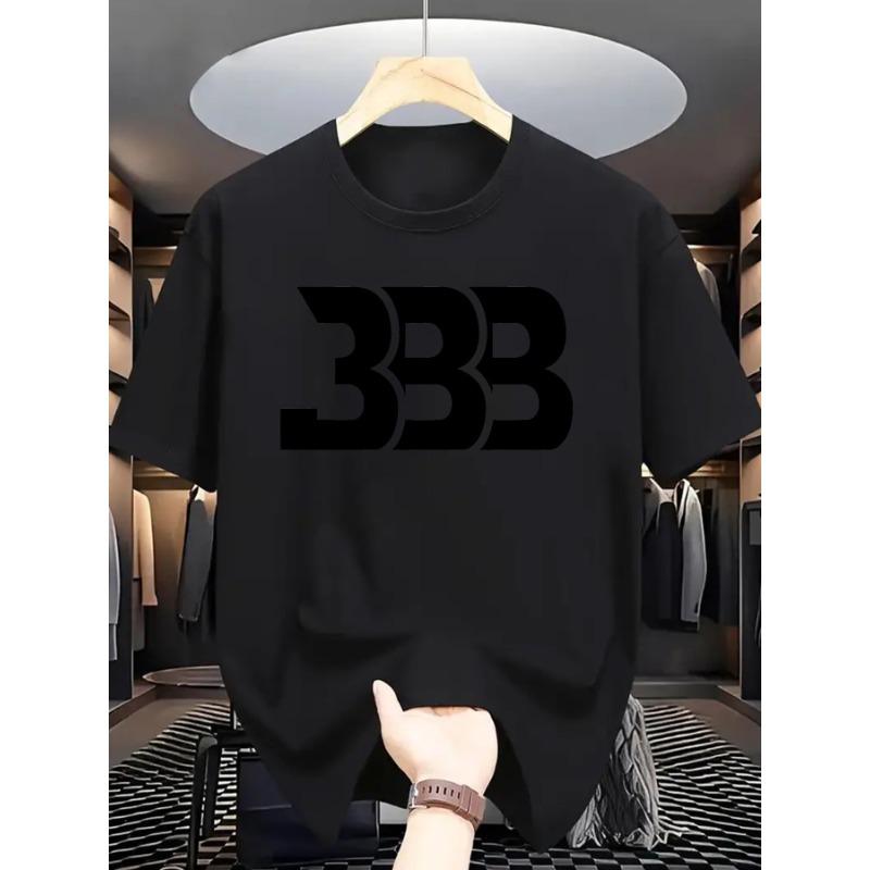 European Sizes Men's Summer Short Sleeve T-Shirt with Letter '' Print - Casual Round Neck Breathable Top, Short Sleeve Summer Wear for Hot Weather