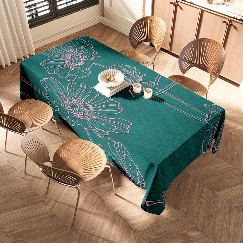 Green Floral Printed Tablecloth Rectangular Dining Room Decor High Quality Non-Slip Mat For Kitchen Home Party Supplies (M) Alie