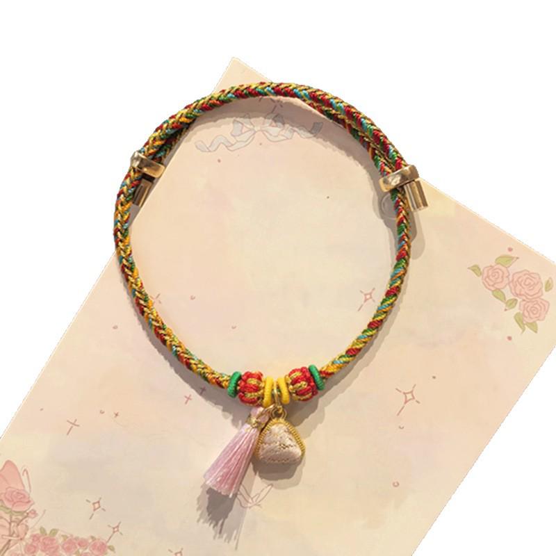 Dragon Boat Festival Zongzi Bracelet: Handmade Five-Color Woven Rope for Men, Women, and Children.