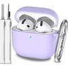 Für AirPods 4. Generation Hülle Abdeckung 2024, Militärqualität Weiches Silikon Stoßabsorbierend für AirPods 4 Hülle mit Schlüsselanhänger & Clea