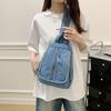 Vintage Solid Color Denim Backpack Large Capacity Multifunctional Chest Bag