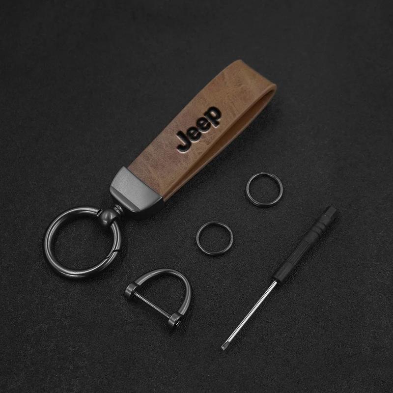Para Carro Jeep Corrente de Chaveiro Metal Couro Para Jeep Grand Cherokee WK WK2 JK KK KL Commander XK Renegade Chaveiro Estilo Auto