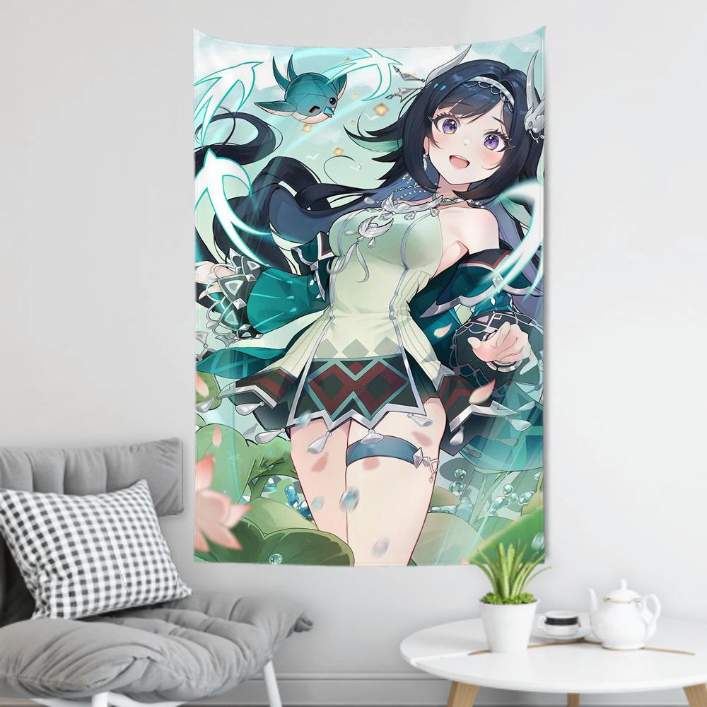 Lan Yan Genshin Impact Tapestry Room Decor Wall Cloth Party Hanging Background Room Decor Baby Room
