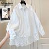 Sibaishe Women's Lace Patchwork Loose Shirt