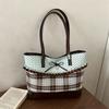 Korean Polka Dot Plaid Shoulder Bags for Women Mint Chocolate Large Capacity Ladies Tote Versatile Girls Underarm Bag Handbags