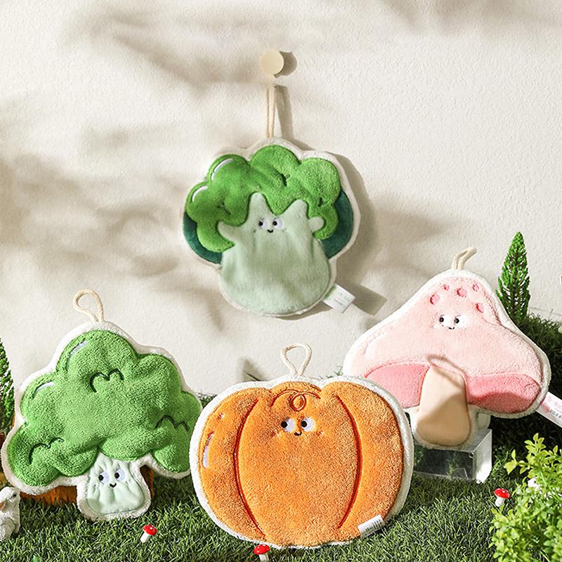 Cute Hand Towel Cartoon Wipe Handkerchief Rag Vegetable Shape Towels For Kitchen Bathroom Kidshanging Towel Soft Dish Cloth