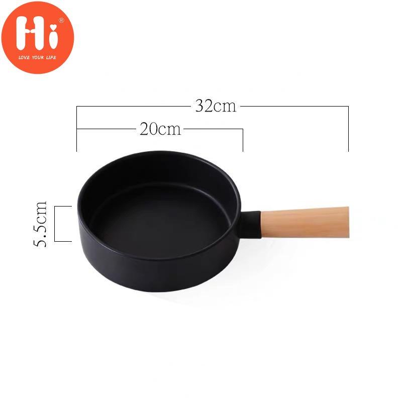 Hi Nordic Round Steak Dinner Plate Pan With Wood Handle Creative Pasta Salad Bowl Simple Ceramic Food Container Kitchen Tableware