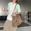 Korean Style Water Bucket Tote Bag Large Capacity Nylon Shoulder Crossbody With Dual Exterior Pockets Women
