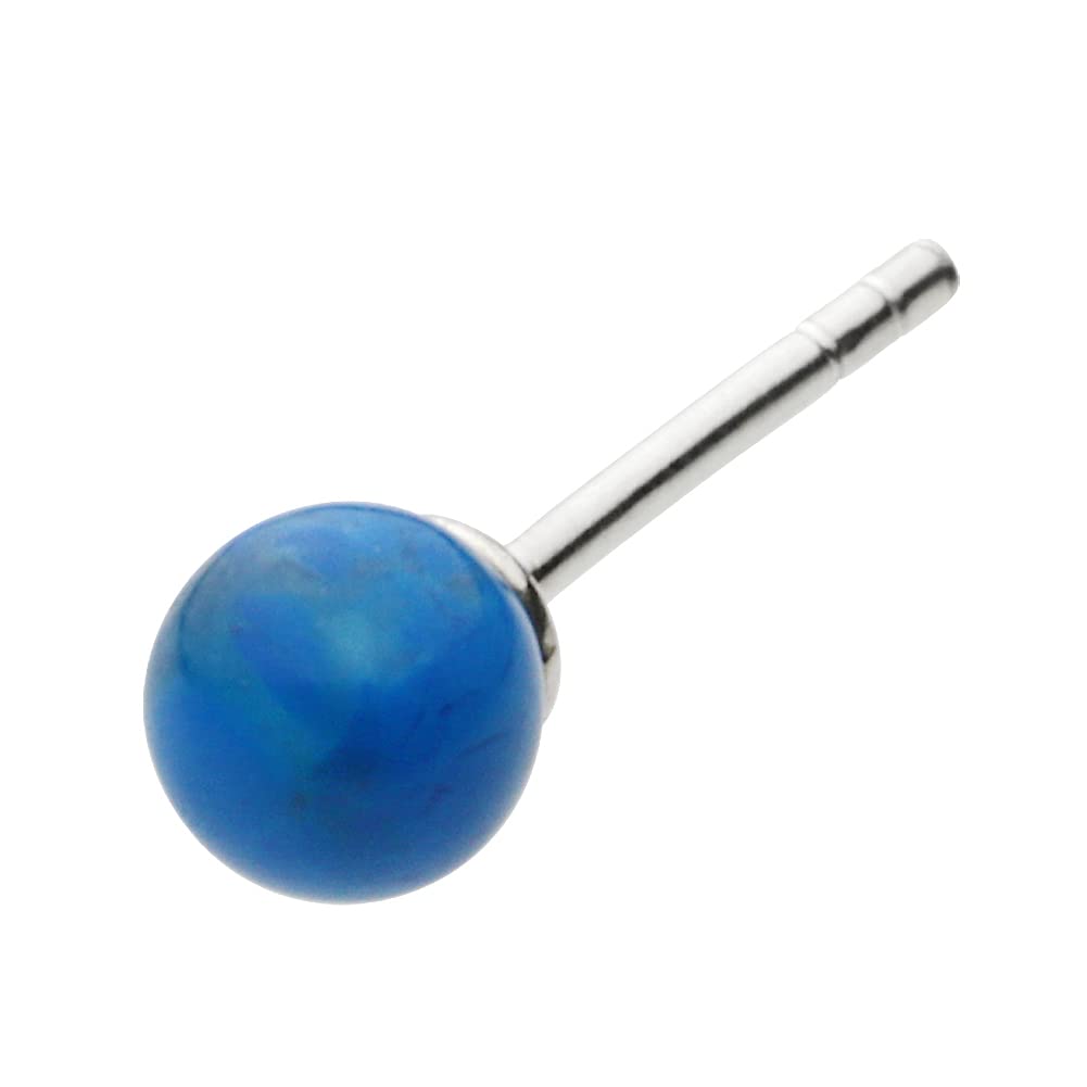 

Small stone ball earrings turquoise silver e6008 [925 accessories]