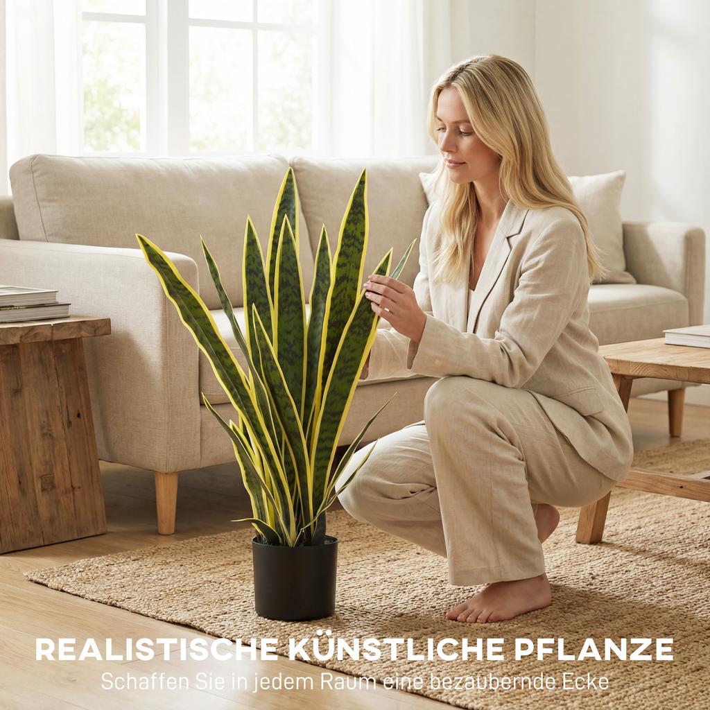 Künstliche Bogenhanf Pflanze Groß 77 cm Künstliche Pflanze im Topf für Wohnzimmer Geschenk