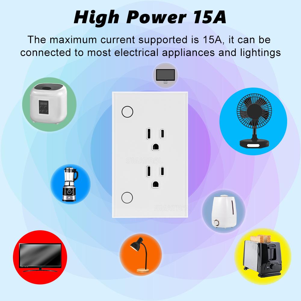 15a Tuya Wifi Smart Socket Us Plug Outlet Timing Smart Life App Wall Electrical On Off For Google Home Alexa Tmall Genie