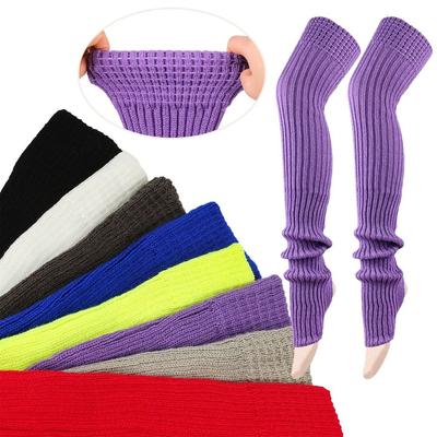 Solid Color Leg Warmers Knitted Long Stockings Female Legwear Warm Foot Cover  Gym Fitness