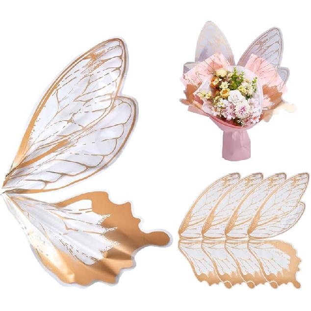 UNICRAFTALE about 50Pcs Waterproof Butterfly Flower Bouquet Wrapping Paper Transparent Bouquet OPP Packaging Paper Brown Butterfly Clear Floral Wraps