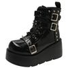 Fashion Brand New Ladies Goth Platform Ankle Boots Fashion Buckle Zip Rivet Punk Wedges High Heels Womens Boots Party Street Woman Shoes