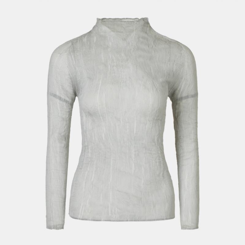 PleaTs Me Sheer Mock Neck PleaTed T shirT epTss026008