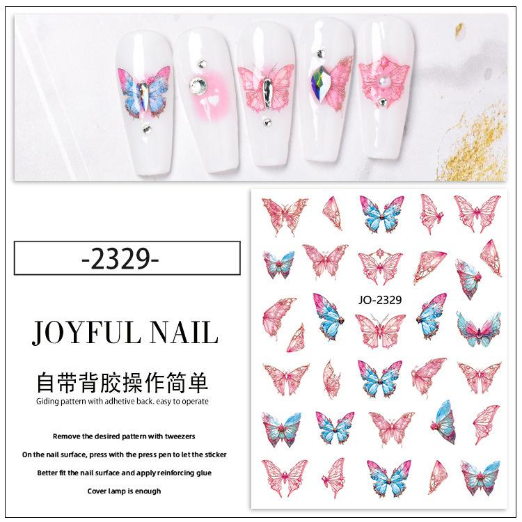 Butterfly Nail Stickers Colorful Butterflies Self Adhesive Transfer Sliders Wraps Manicures Foils DIY Decorations,Nail Art Tool