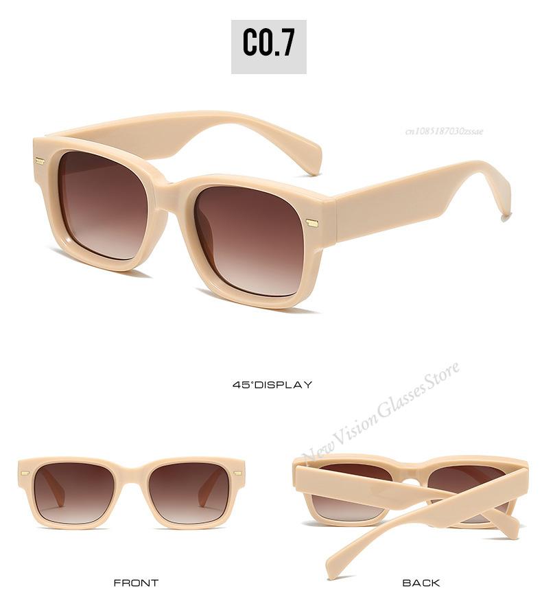Vintage Square Jelly Color Rivets Men Sunglasses Fashion Gradient Shades Uv400 Women Luxury Sun Glasses
