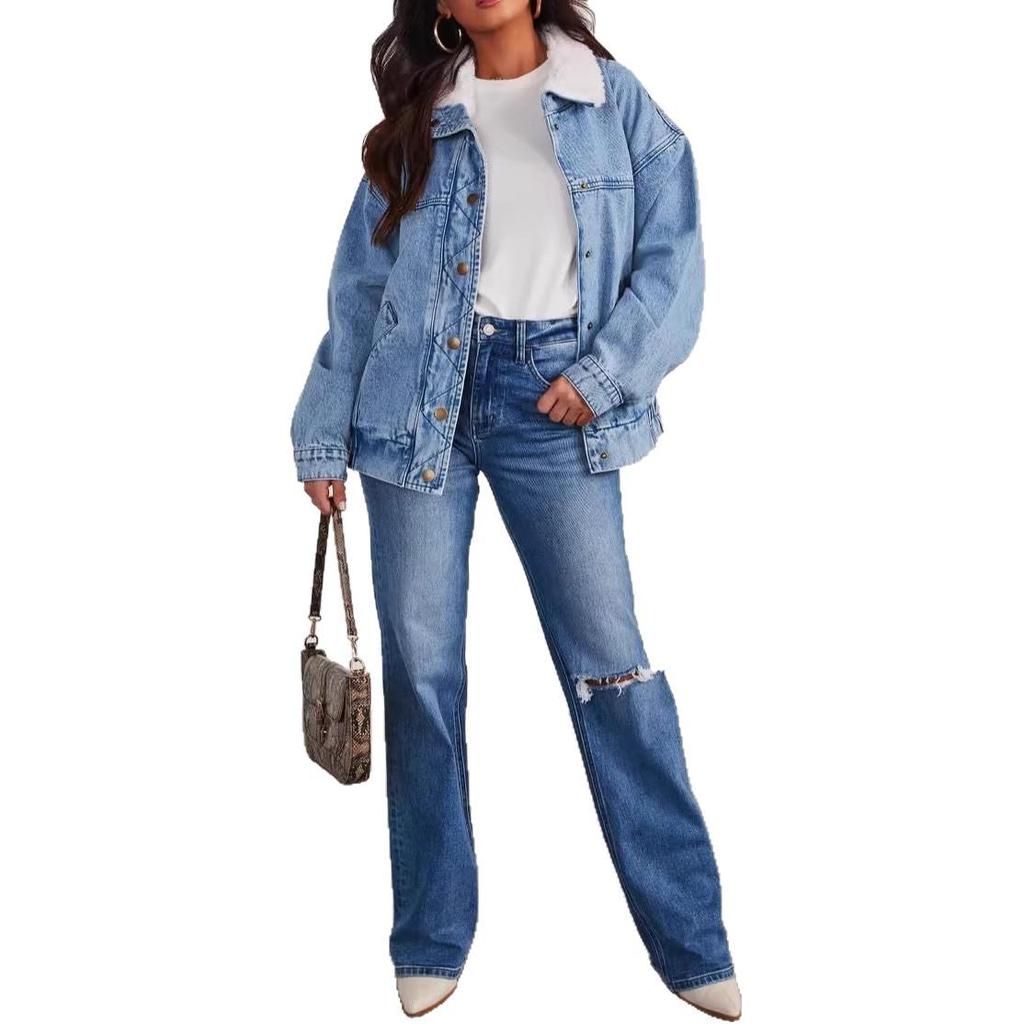 2025 New Arrival European Style Women's Winter Chic Denim Jacket – Fashionable & Age-Reducing