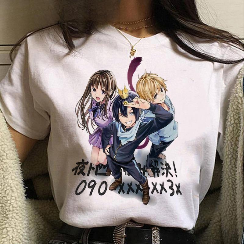 2025 Japanese Anime Noragami Fashion Print Ladies T-shirt Casual Basics O-collar White Shirt Short Sleeve Ladies T-shirts
