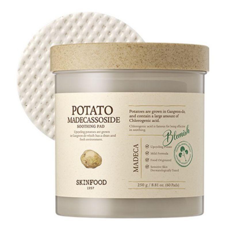 SKINFOOD Potato Madecassoside Soothing Pad 250g 60 Pads – Moisturizing Facial Toner Pads