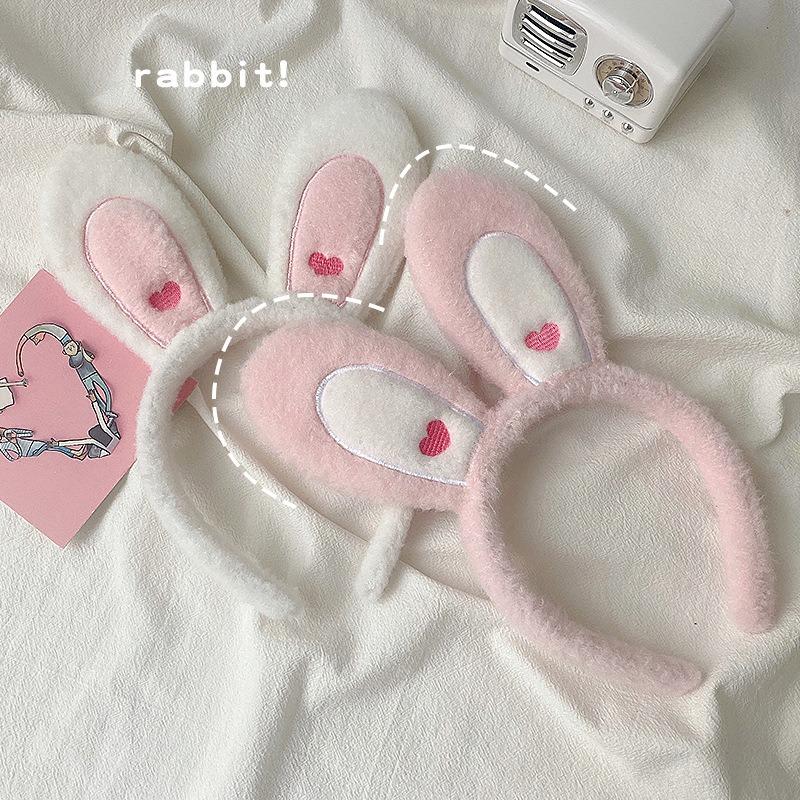 Roztomilý králík kreslený plyšový obličej ženy vlasy Rim Wash čelenka Lolita ručně vyrobená čelenka jehněčí uši zvířecí čelenka