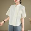 DIMANAF 2026 Women Plus Size New Summer Blouse Shirt Short Sleeve Casual Loose Lady Tops Shirts Cotton Print