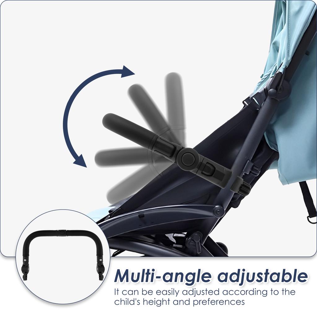 Stroller Bumper Bar Angle Adjustable Armrest Stroller Handle Multifunctional Stroller Bumper Handle Removable Stroller Crossbar