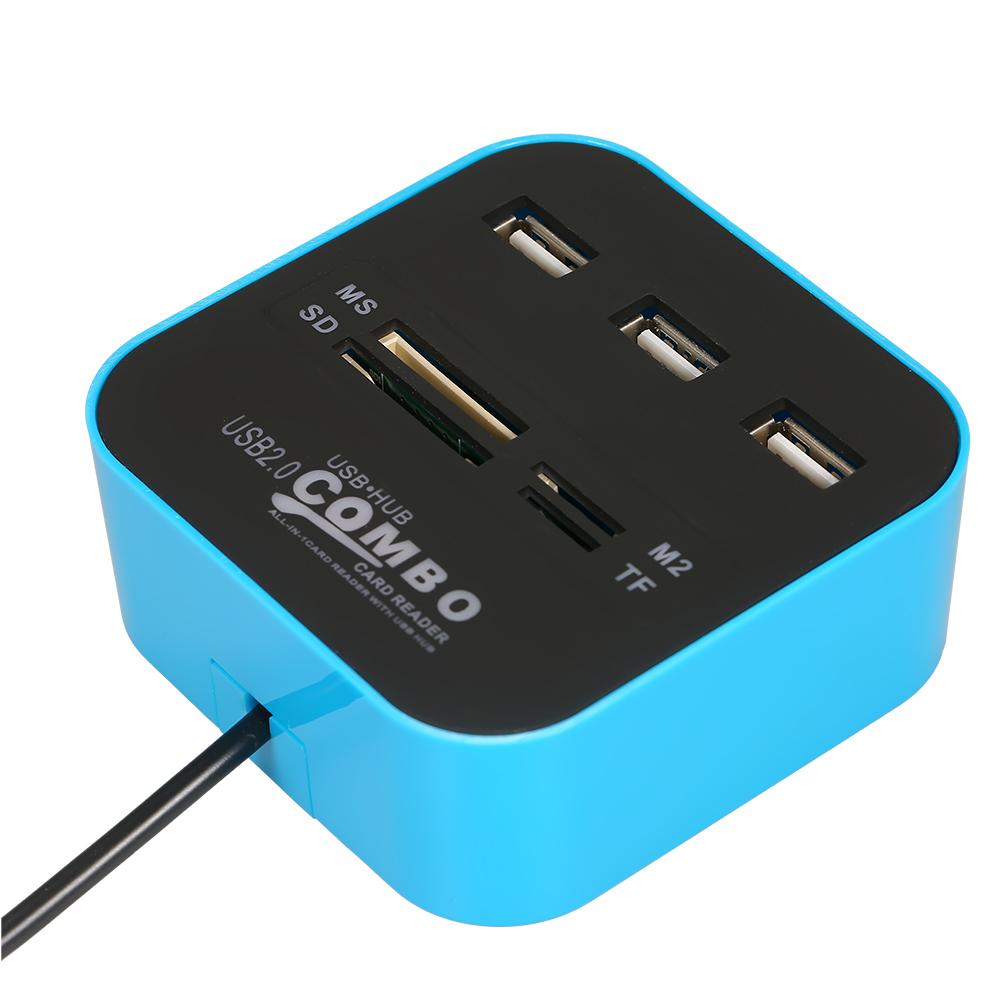 

Многофункциональное устройство чтения карт-концентраторов USB2.0 «7 в 1» с 3 портами расширения USB2.0 TF/SD/MS/M2
