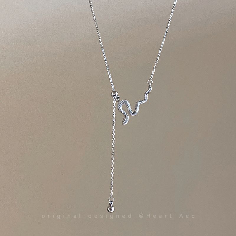 

The Year of the Snake Is Limited! Snake Tassel Necklace Women s Exquisite Western Style Clavicle Chain Light Luxury Minority Fancy Ornament Silver Snake Necklace