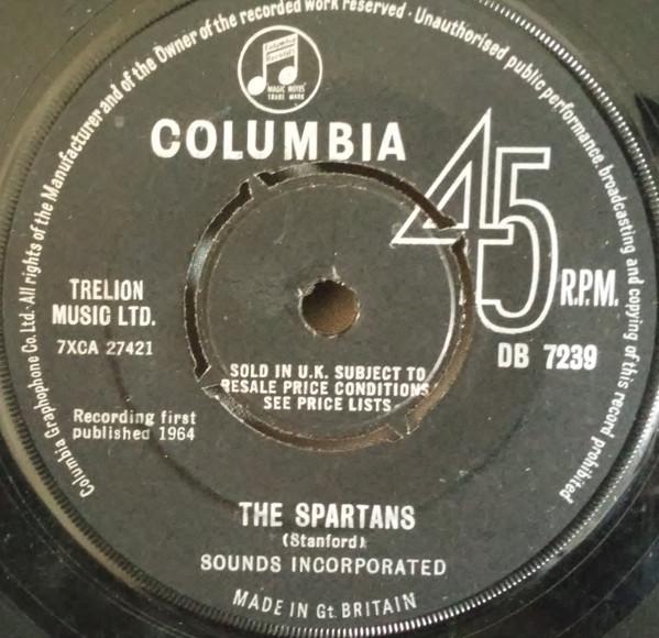 

7-дюймовая пластинка SOUNDS INCORPORATED The Spartans DB7239 Columbia 1964 UK Rock Б/у
