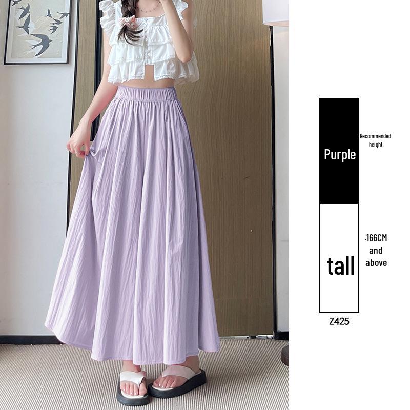 Yamamoto Women's High Waist A-Line Midi Culottes - Summer 2025 Ice Silk Casual Wide Leg Pants