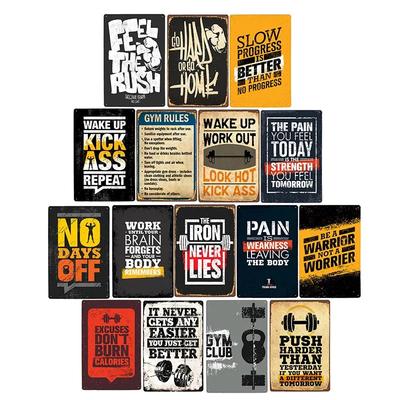 Gym Rule Metal Sign Fitness Motivational Quotes Poster Work Out Plaque Man Cave Pub Bar Wall Decorative Vintage Plate 20x30cm