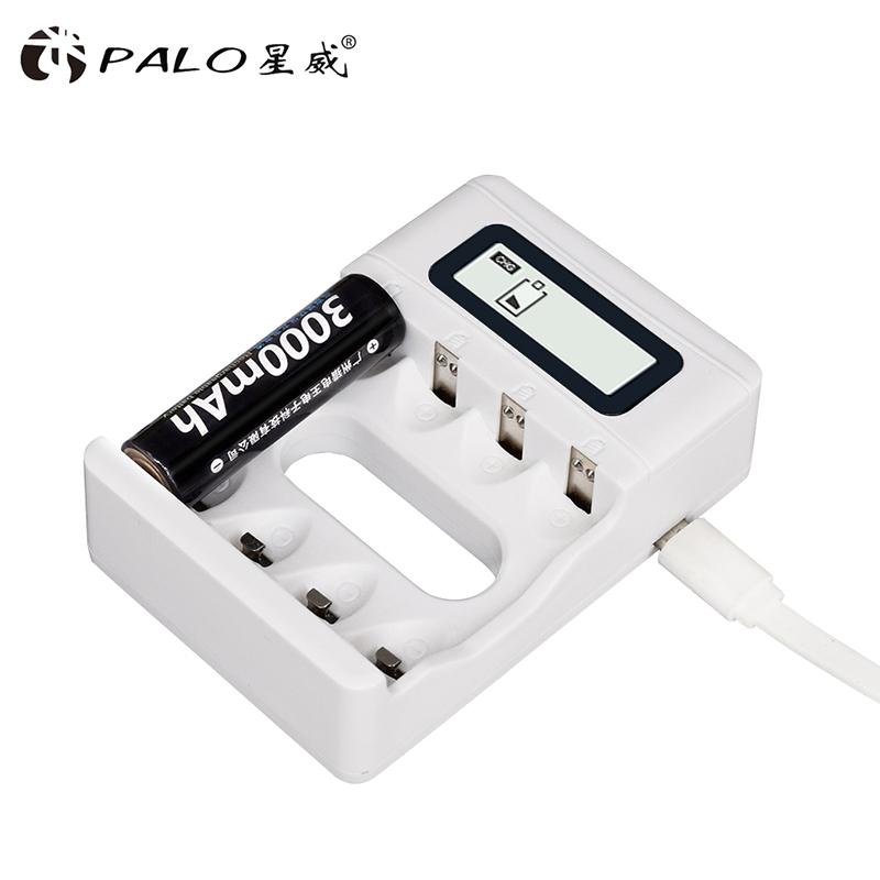PALO 4 Slots Fast Charger LCD Display Smart Intelligent USB Battery Charger For AA / AAA Ni-CD Ni-MH Rechargeable Batteries