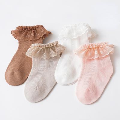 Koreanska Baby volanger strumpor Enfärgad bomull Andas Mesh strumpor för babyflickor Nyfödda spädbarn Småbarn Barnstrumpor 0-8 år gamla