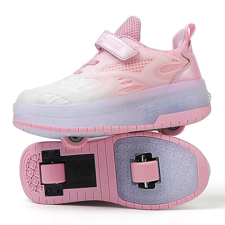LED Children's Skates with 2 Wheels, Removable Inline Skates, Professional Boys and Girls with Wheels Sports Shoes