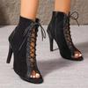 Women's Sandals Open-toed Summer Fashion Straps Cool Boots High-heeled Sandals Fish Mouth Large Size Single Shoes Roman Sandals 43