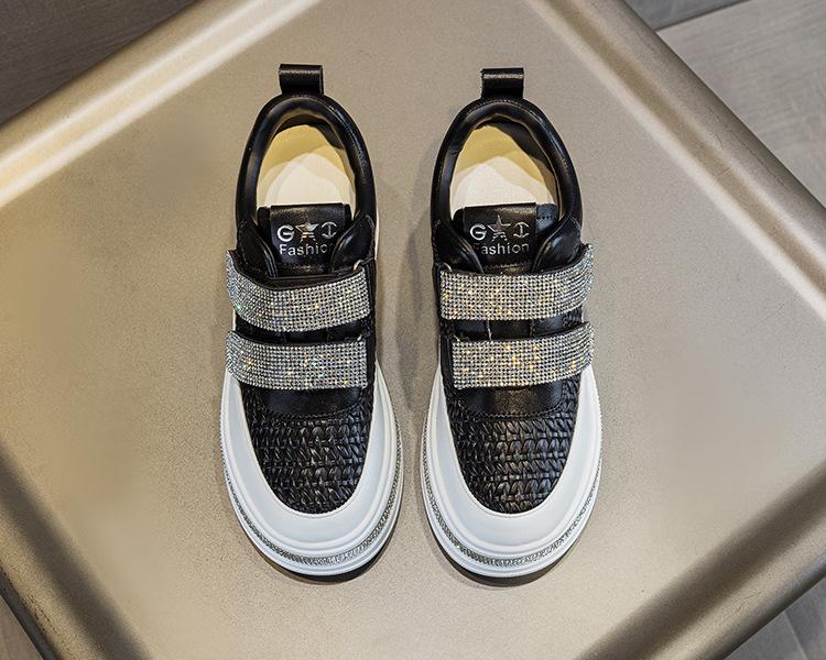 2025 Autumn Women's 7cm Platform Rhinestone Velcro Casual Shoes